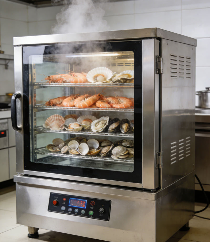 1772094927952863.png 海鲜蒸柜、蒸饭柜、万能蒸烤箱实景图生成需求.png